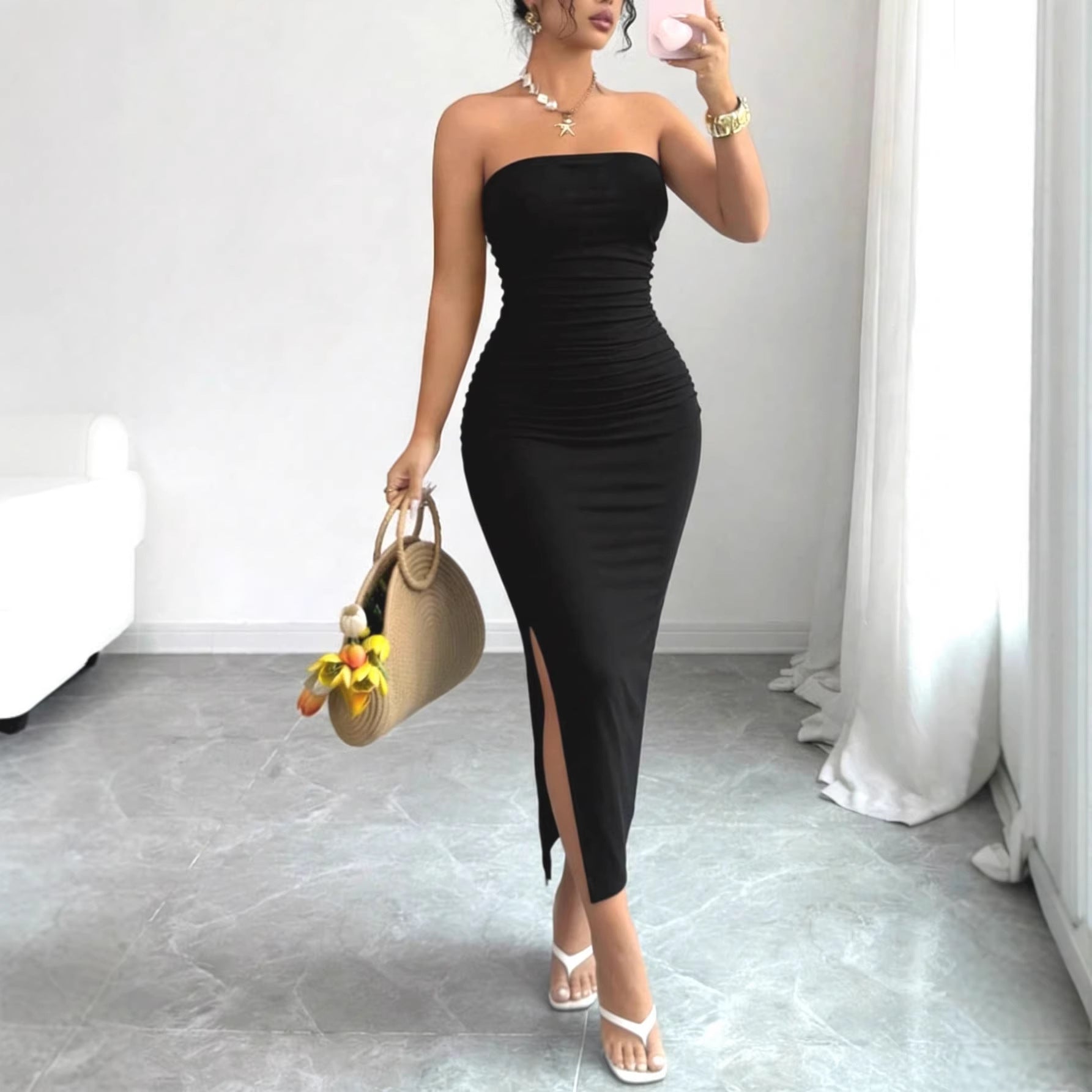 Enge Kleid mit Schlitz