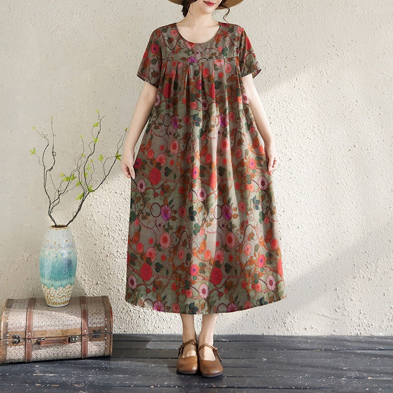 Elegantes Baumwollseidenkleid mit Taschen