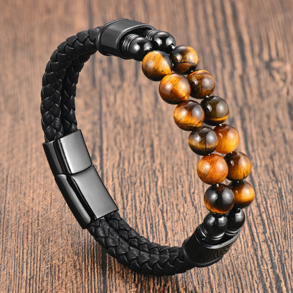 Herrenarmband aus geflochtenem Leder & Edelstahl – Bild 3 | LuxeStyle