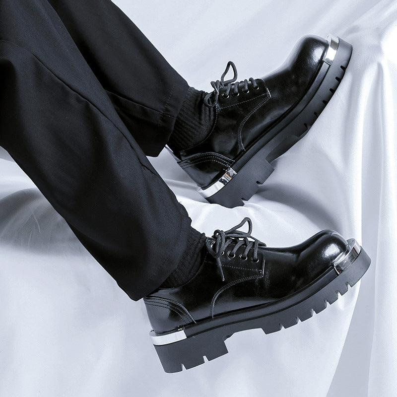 Erhöhende Leder-Schuhe für Herren mit dicker Sohle