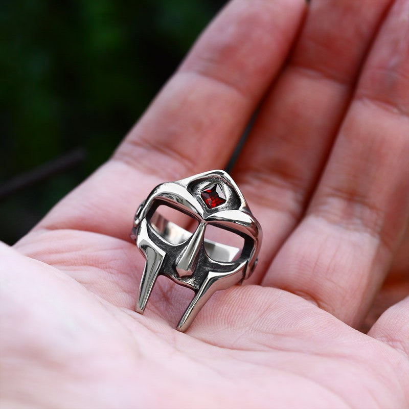 Retro Titanstahl Ring mit Edelsteinen Herren