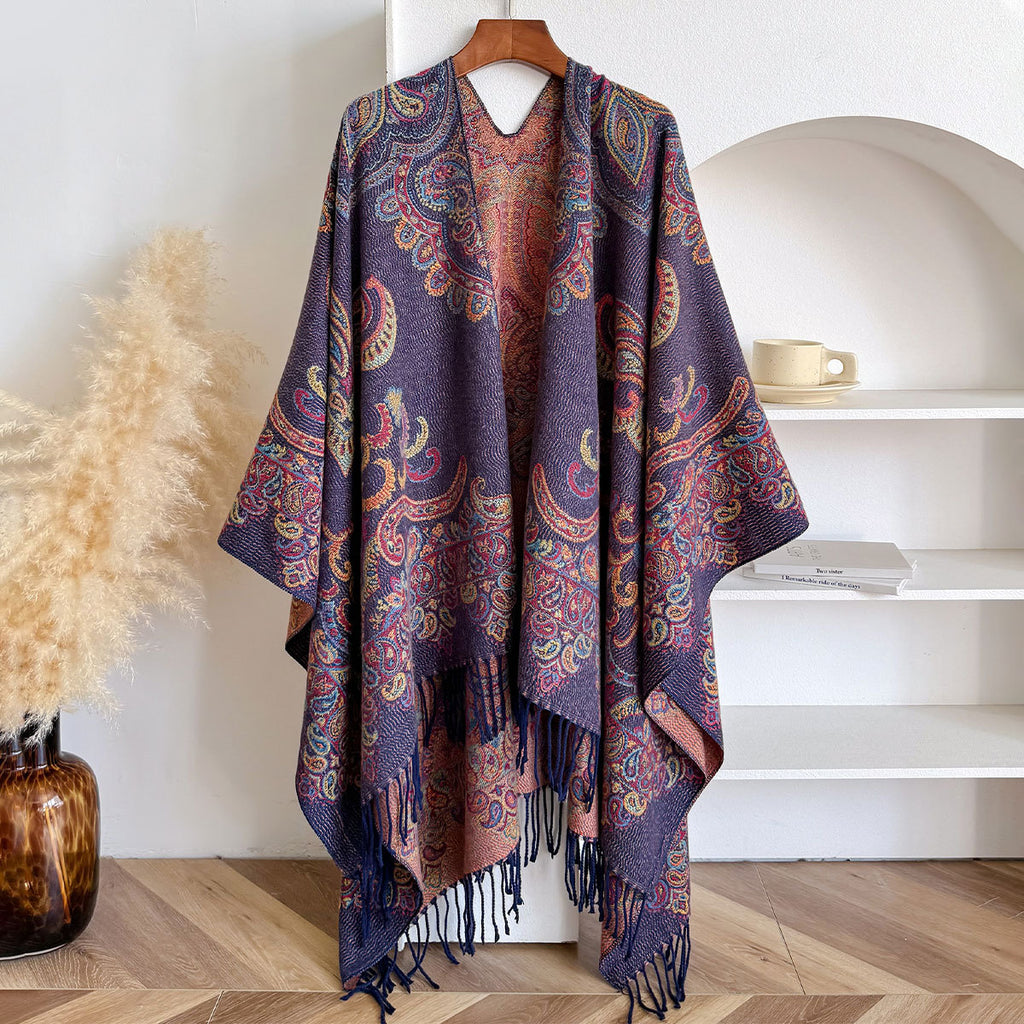 Jacquard Cashew Fransen-Schal für Damen