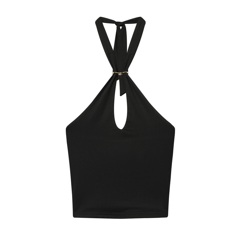 Figurbetontes Off-Shoulder Top mit Metall-Details