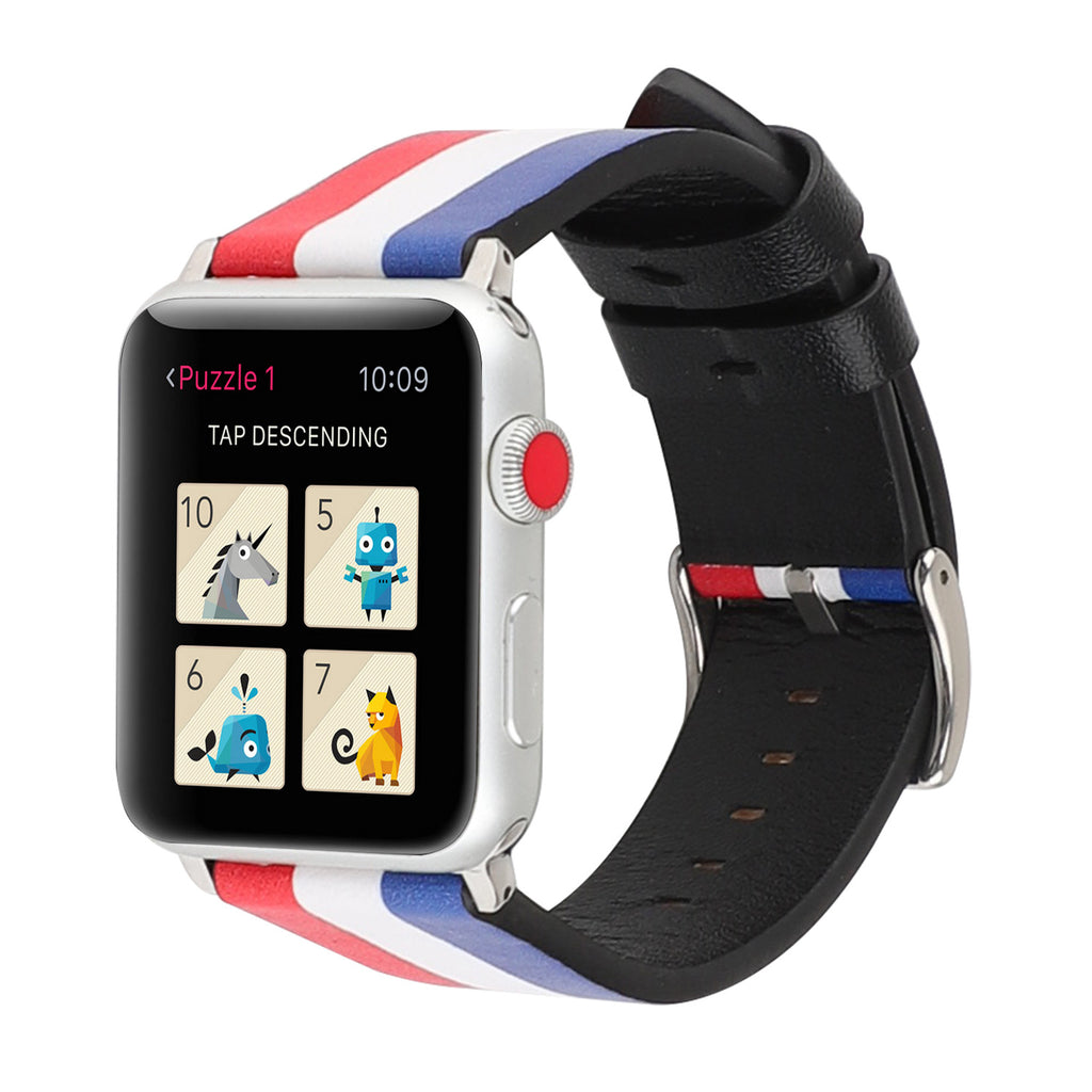 Leder-Uhrenarmband mit Flaggenmuster