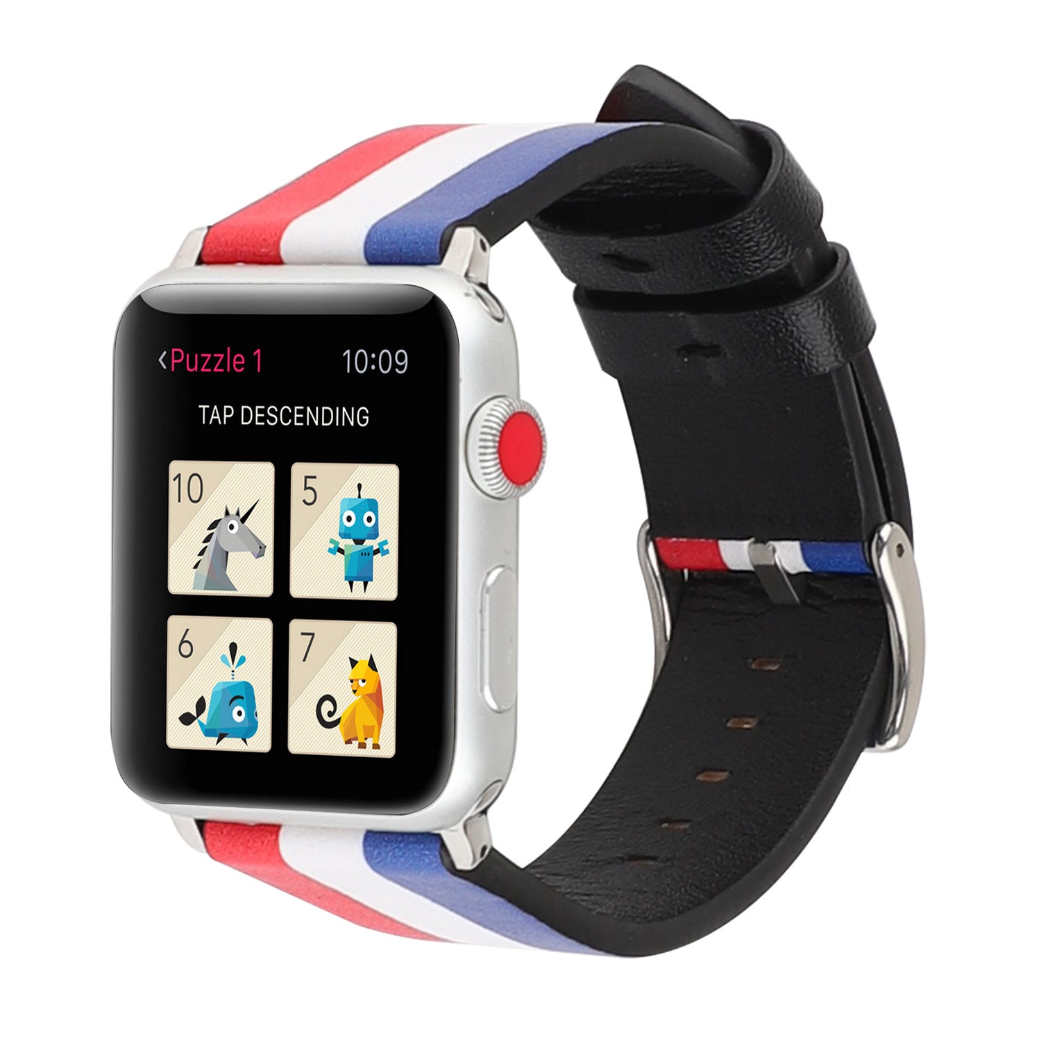 Leder-Uhrenarmband mit Flaggenmuster