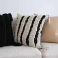 Kissenbezug mit Quasten – Beige/Schwarz