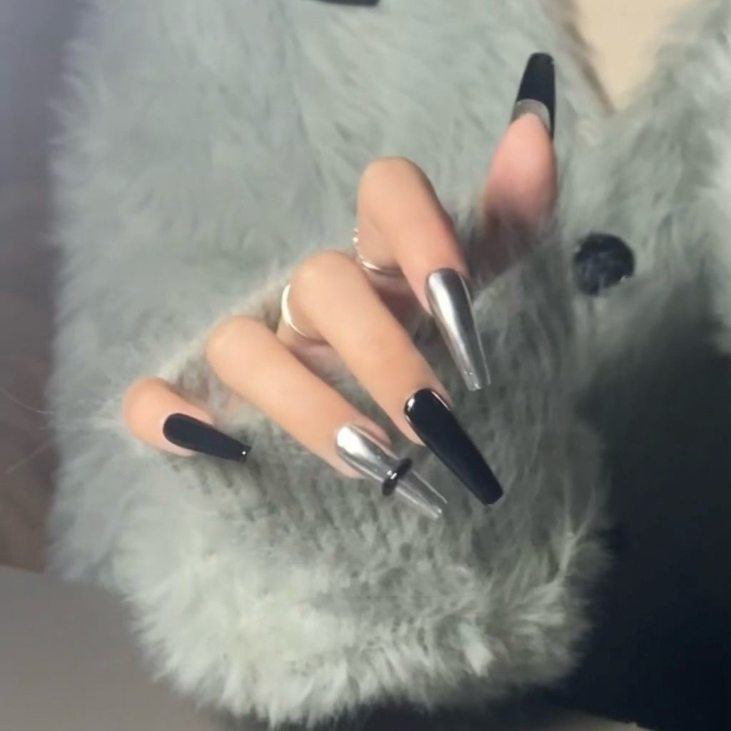 Silber-Schwarz Super Cool Nagelsticker