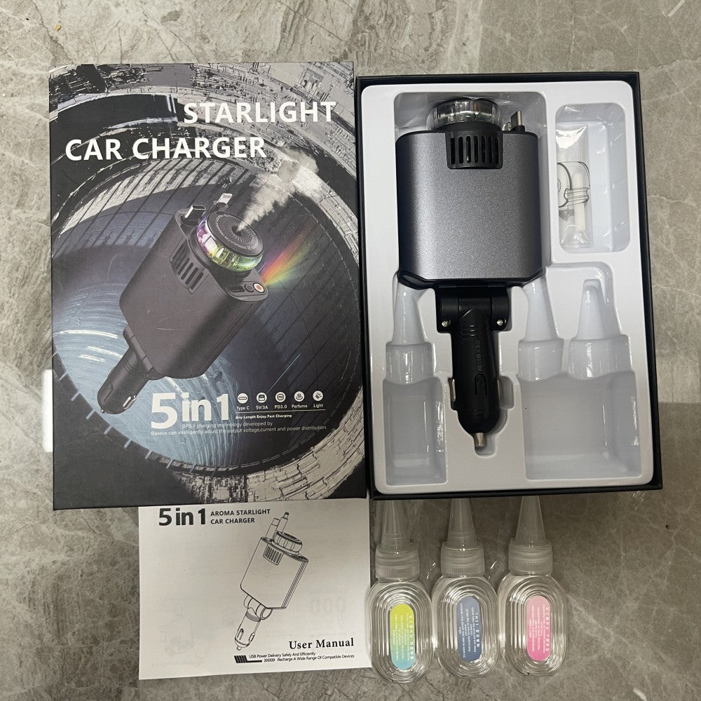 Multifunktionales Auto-Ladegerät mit Violettlicht