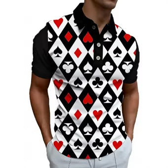 Herren-Polo mit 3D-Druck-Muster