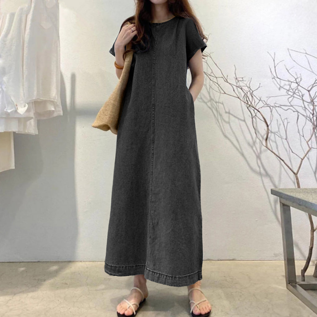 Elegantes ärmelloses Maxikleid mit Rundhals und Taschen – Bild 9 | LuxeStyle