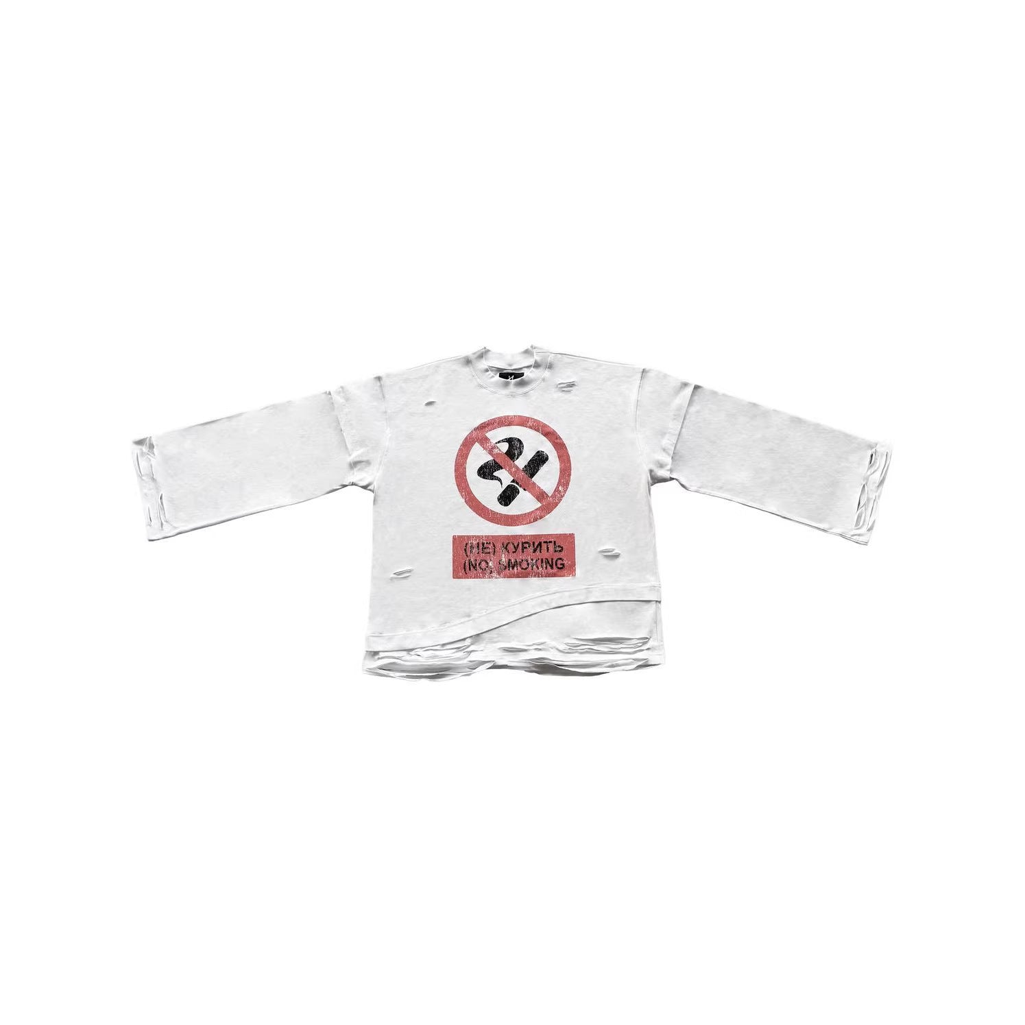 Langarmshirt mit Rundhals und "No Smoking"-Print