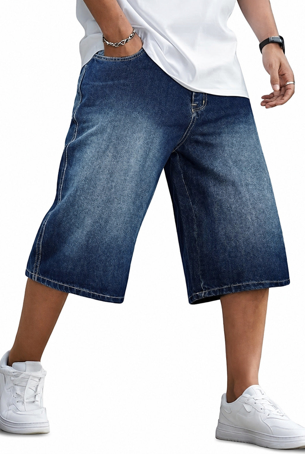 Vintage-Wasch Y2K Denim Shorts für Herren