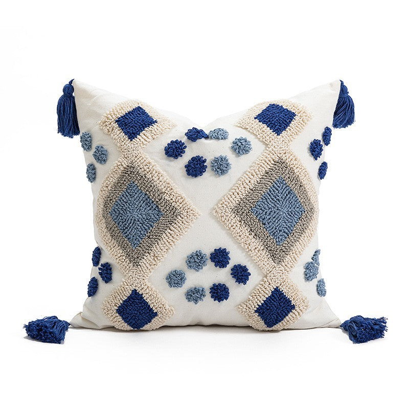 Boho-Kissenbezug mit Stickerei und Quasten – Ansicht 5