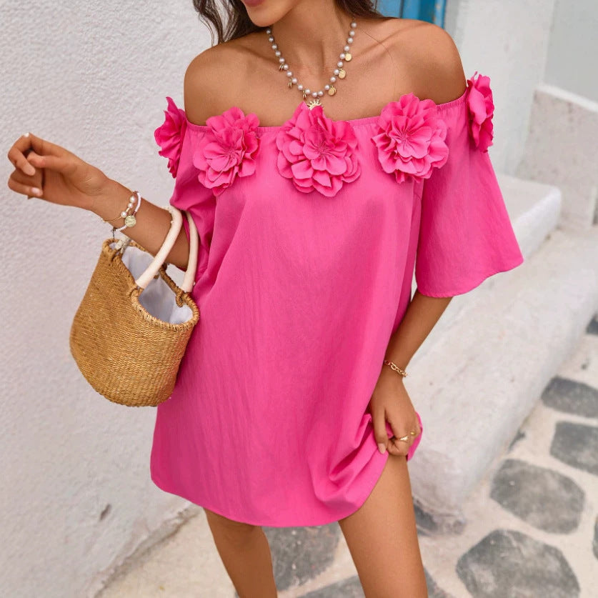 Blumenkleid schulterfrei mit 3/4-Ärmeln – Bild 3 | LuxeStyle