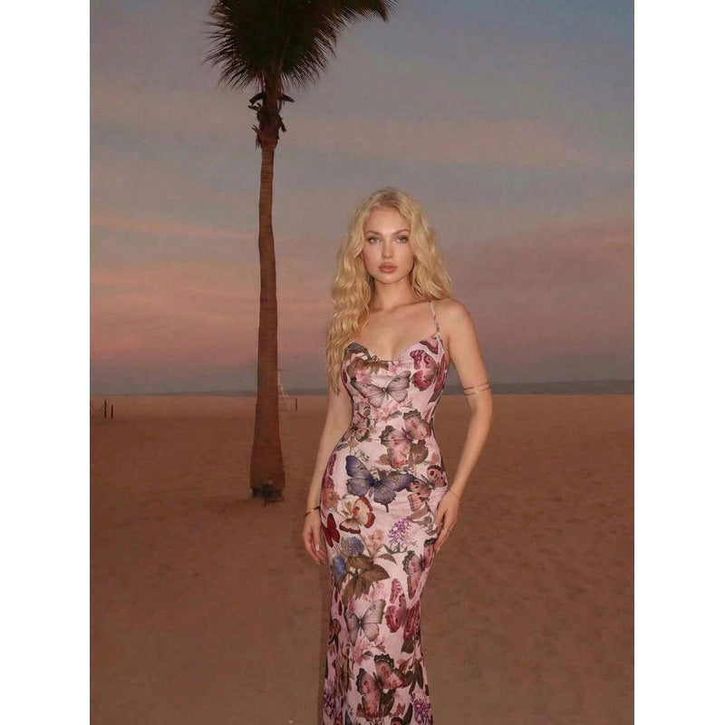 Blumen-Maxikleid «Fleurette» – Neckholder mit Fishtail
