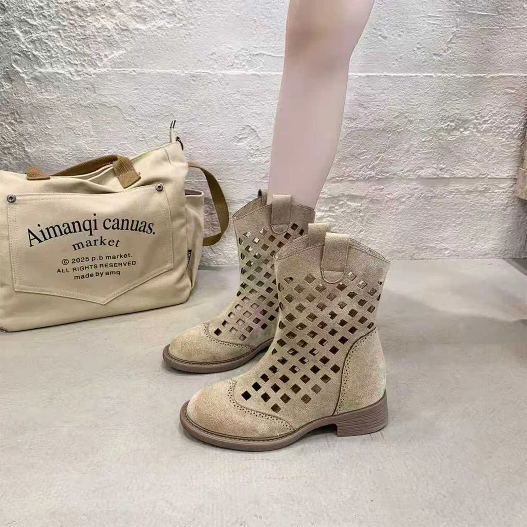 Mesh-Sandalen-Stiefeletten mit Chunky-Heel