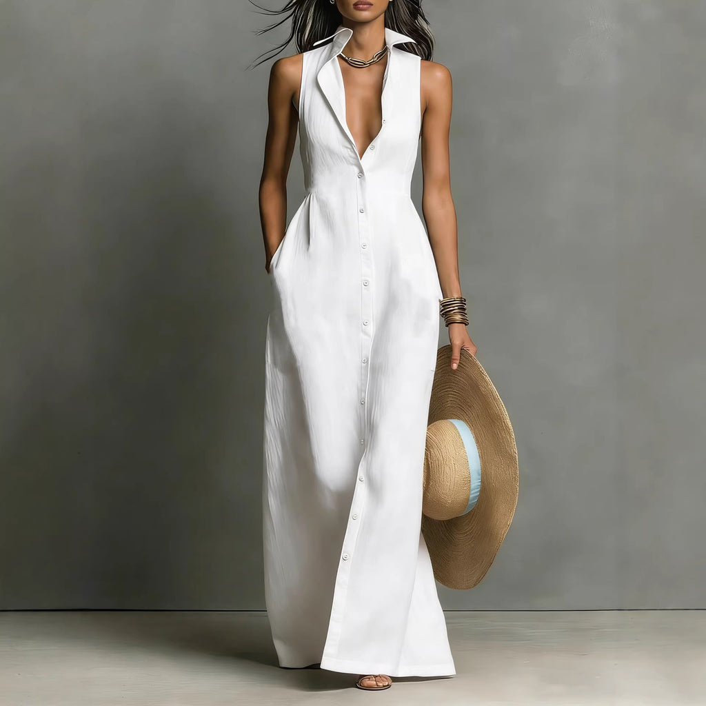 Ärmelloses Hemdkragenkleid – Bild 3 | LuxeStyle