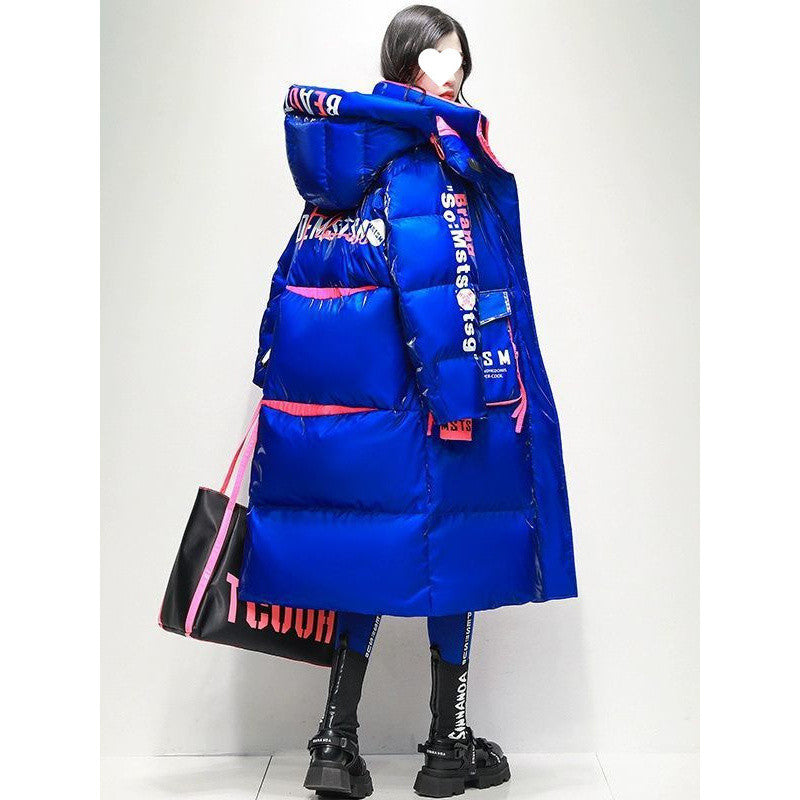 Extra dicke Daunenjacke im Patchwork-Stil