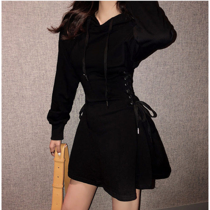 Kapuzen-Sweatshirt-Kleid mit Gürtel – Bild 7 | LuxeStyle