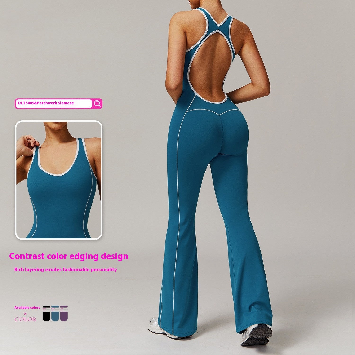 Hollow-Back Jumpsuit für Yoga und Sport