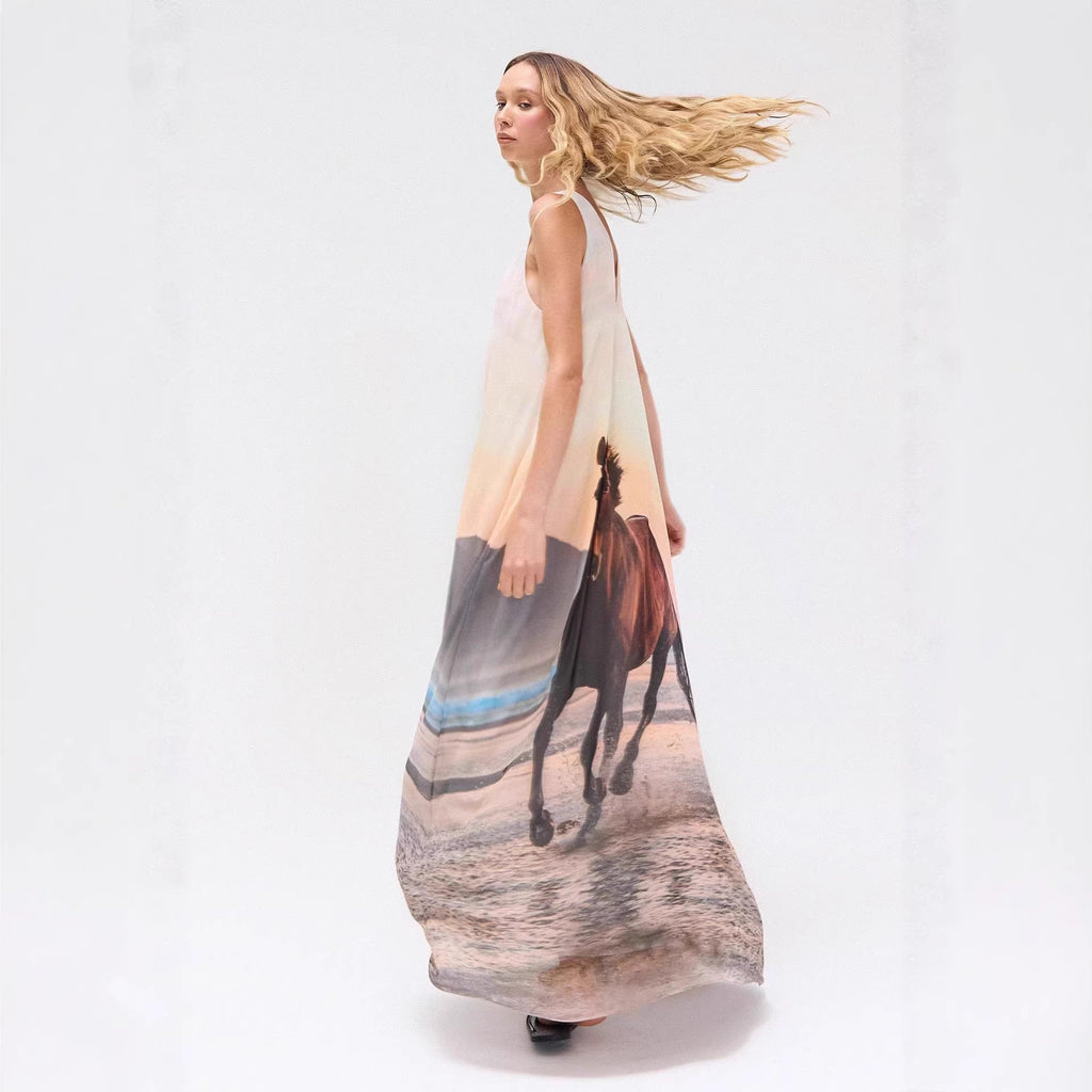 Strandkleid mit Pferdedruck