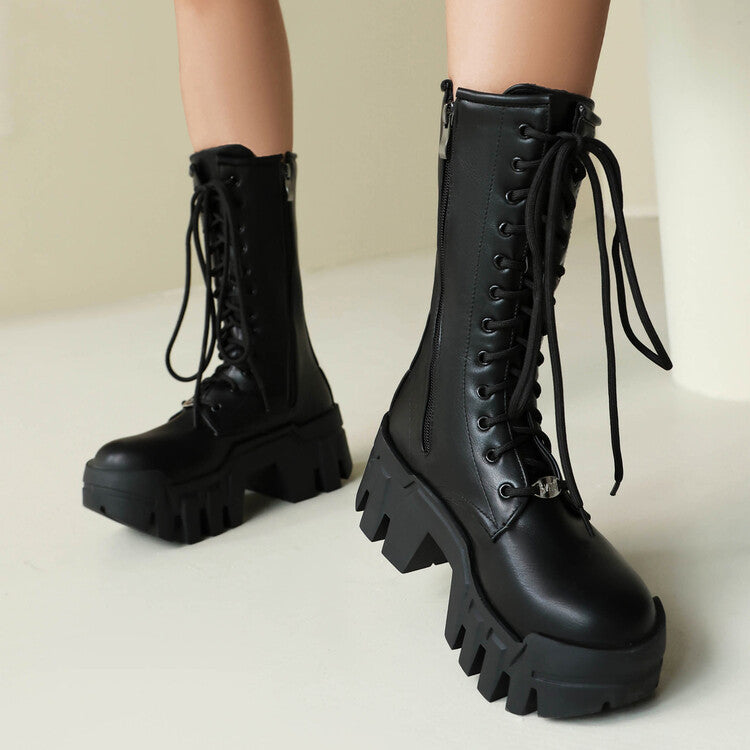 Chunky-Heel Boots mit Seitenreissverschluss