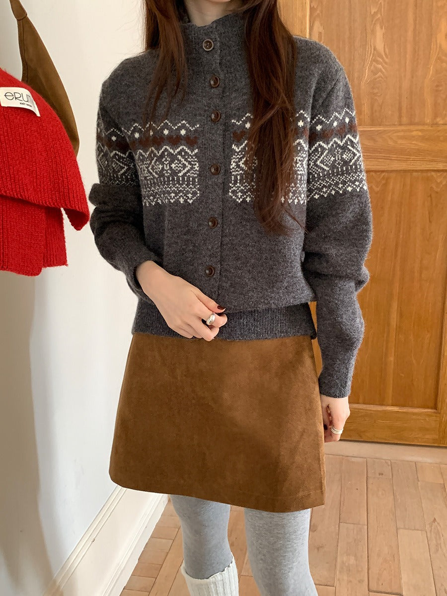 Fair Isle Strickpullover mit langen Ärmeln