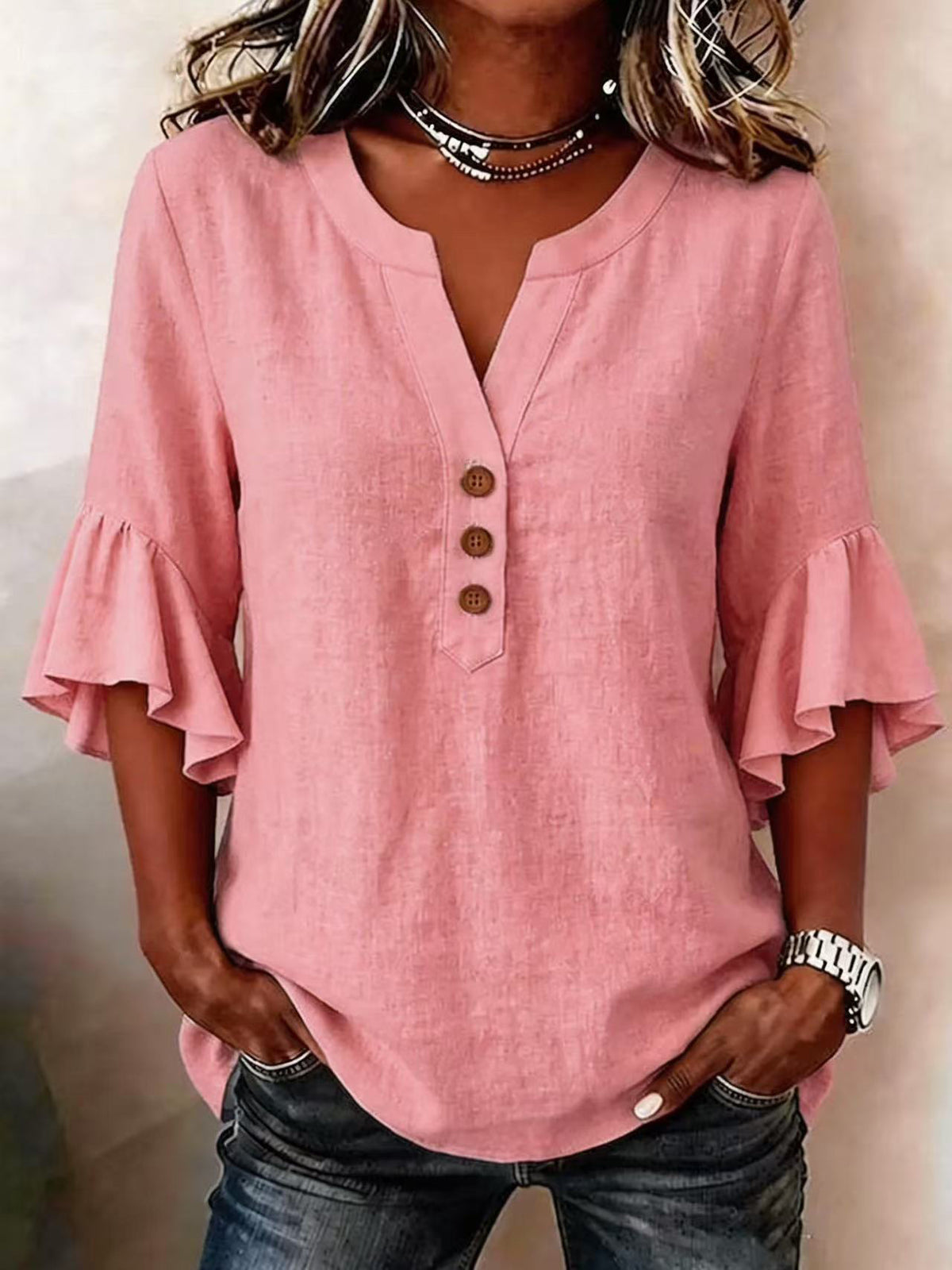 Elegante Oversize Bluse aus Baumwoll-Leinen-Mix – Bild 15 | LuxeStyle