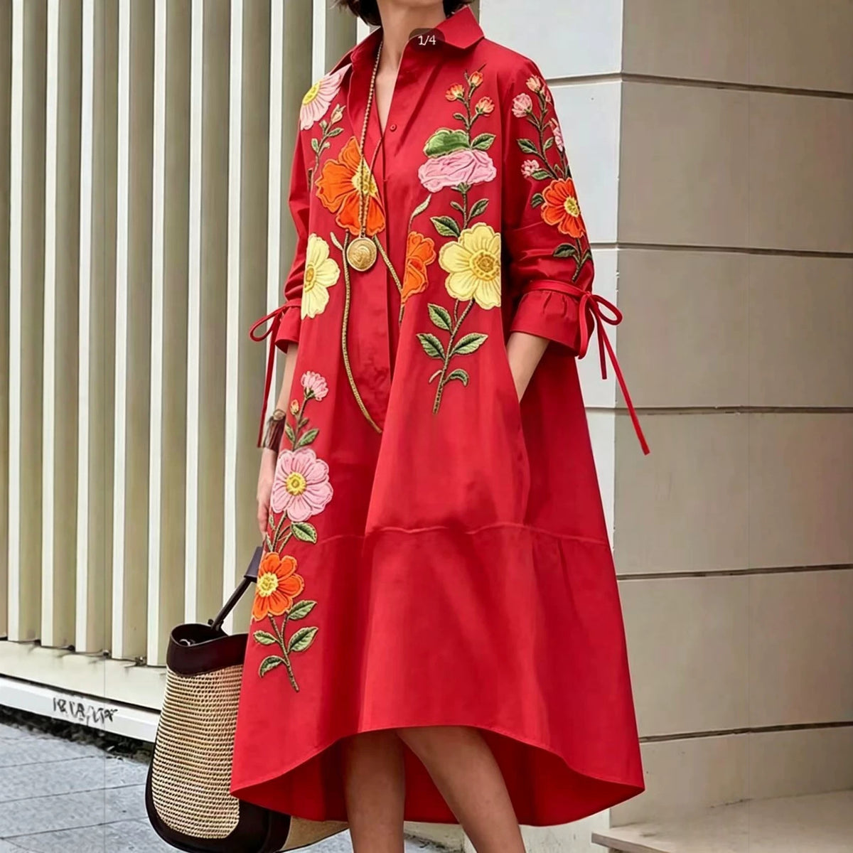 Bedrucktes Casual Hemdblusenkleid für Damen – Bild 7 | LuxeStyle