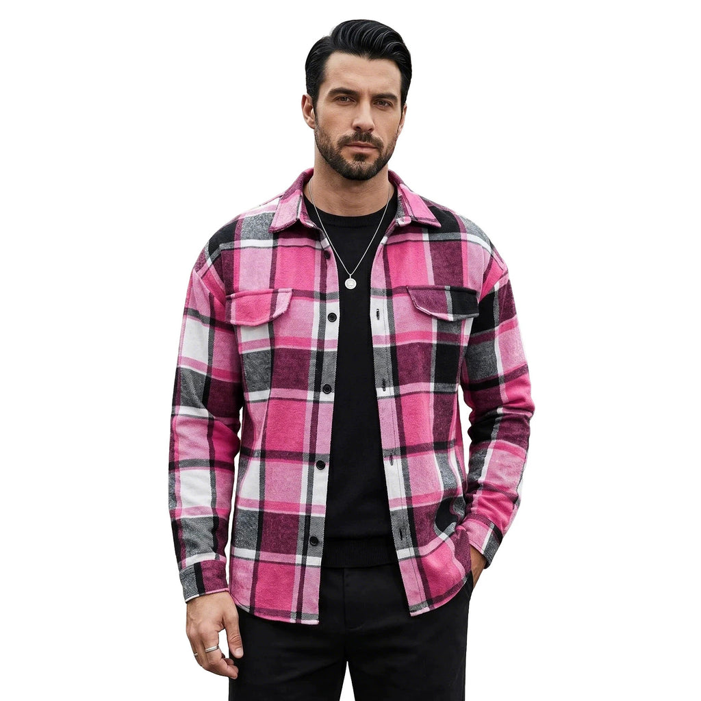 Herren Cardigan mit Reverskragen und Karomuster