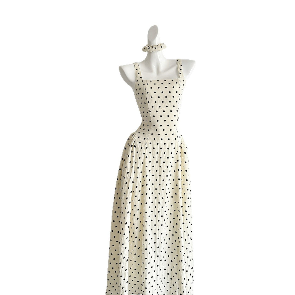 Vintage Slim-Fit Polka-Dot Kleid mit Spaghettiträgern | LuxeStyle