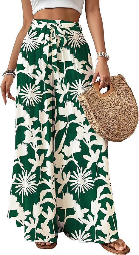Flowing Floral Wide-Leg Hose für Damen