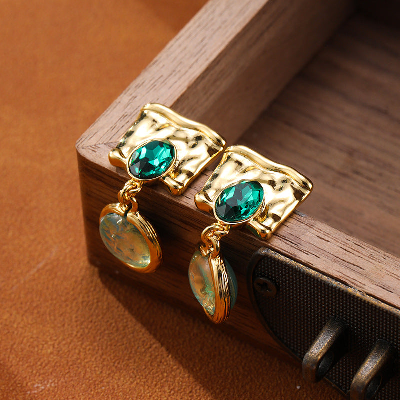 Vintage Asymmetrische Ohrringe Gold-Kupfer