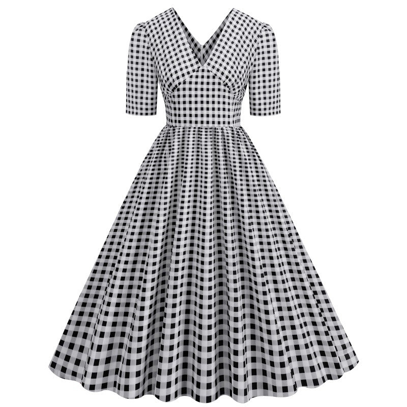 Vintage Maxi-Kleid mit Taillengürtel