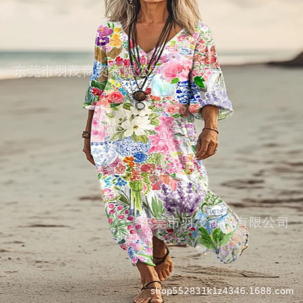 Ärmelloses Casual A-Linien Maxikleid mit 3D-Effekt – Bild 3 | LuxeStyle