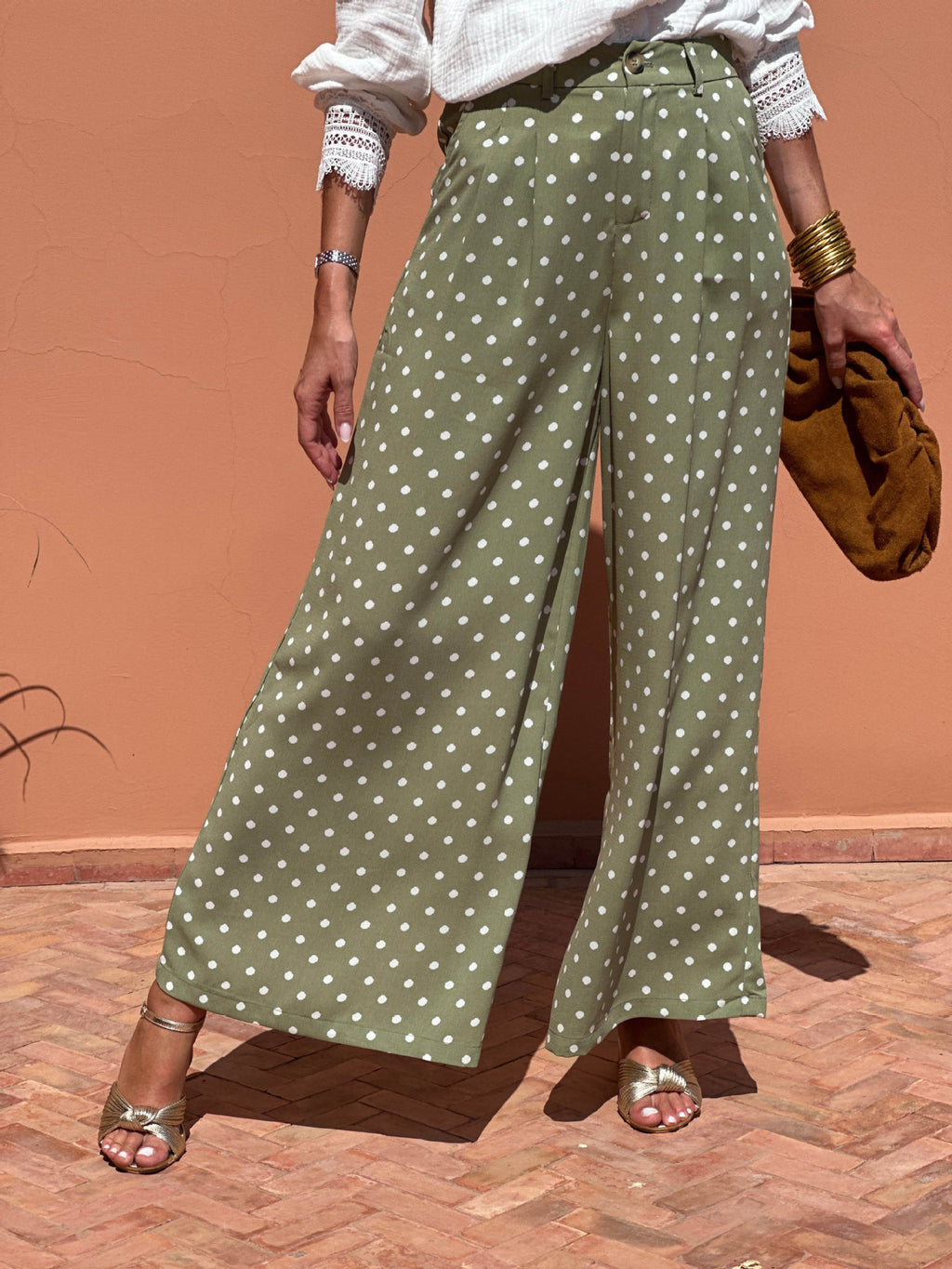Weite Freizeithose mit Polka Dots