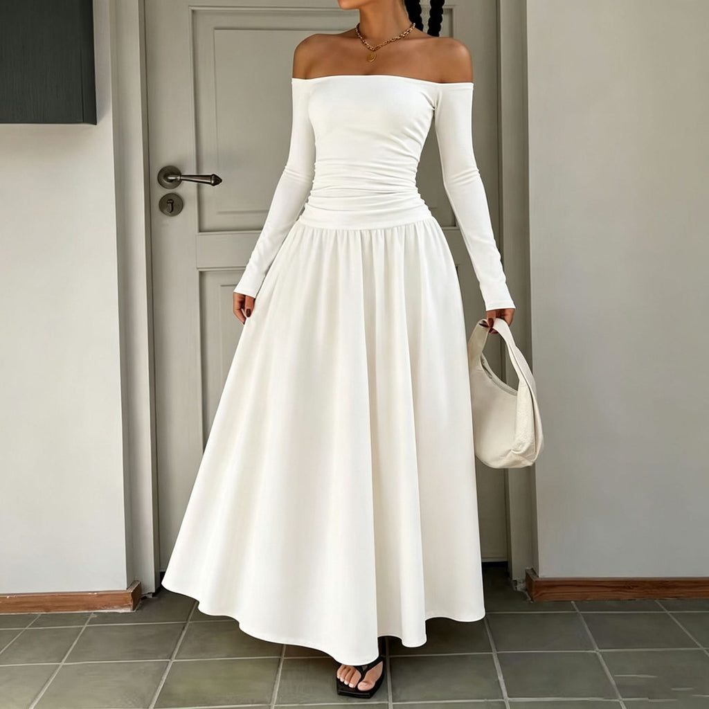 Taille-schmeichelndes Langarm-Dress ohne Schulter