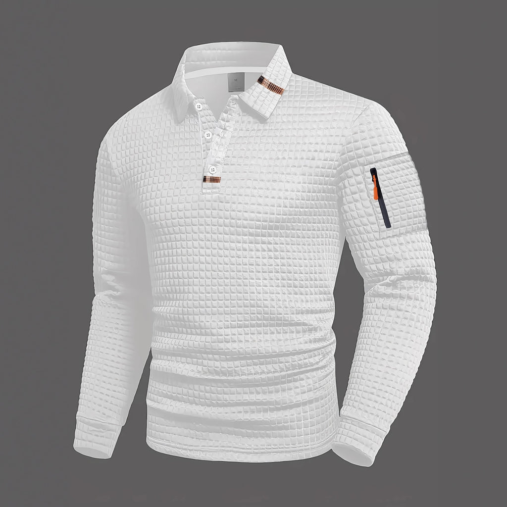 Patchwork Checkerboard Langarm Polo-Shirt Herren – Bild 8 | LuxeStyle
