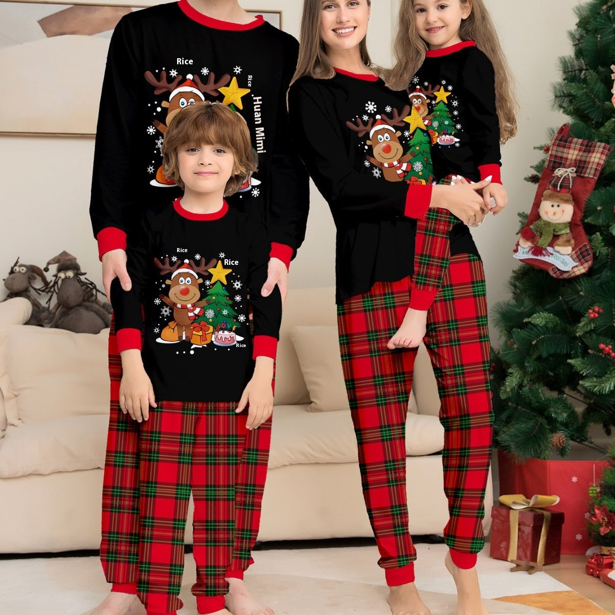 Weihnachtliches Familien-Outfit im Hirsch-Design