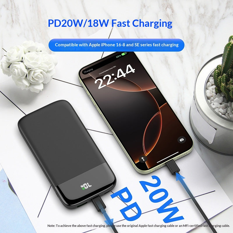 Ultra-dünne 10000 mAh Powerbank mit Digitalanzeige