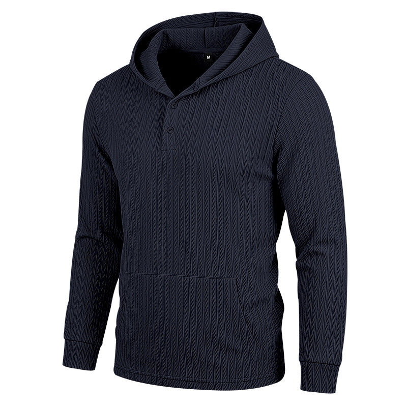 Herren Hoodie mit Fischgrat-Jacquard-Textur