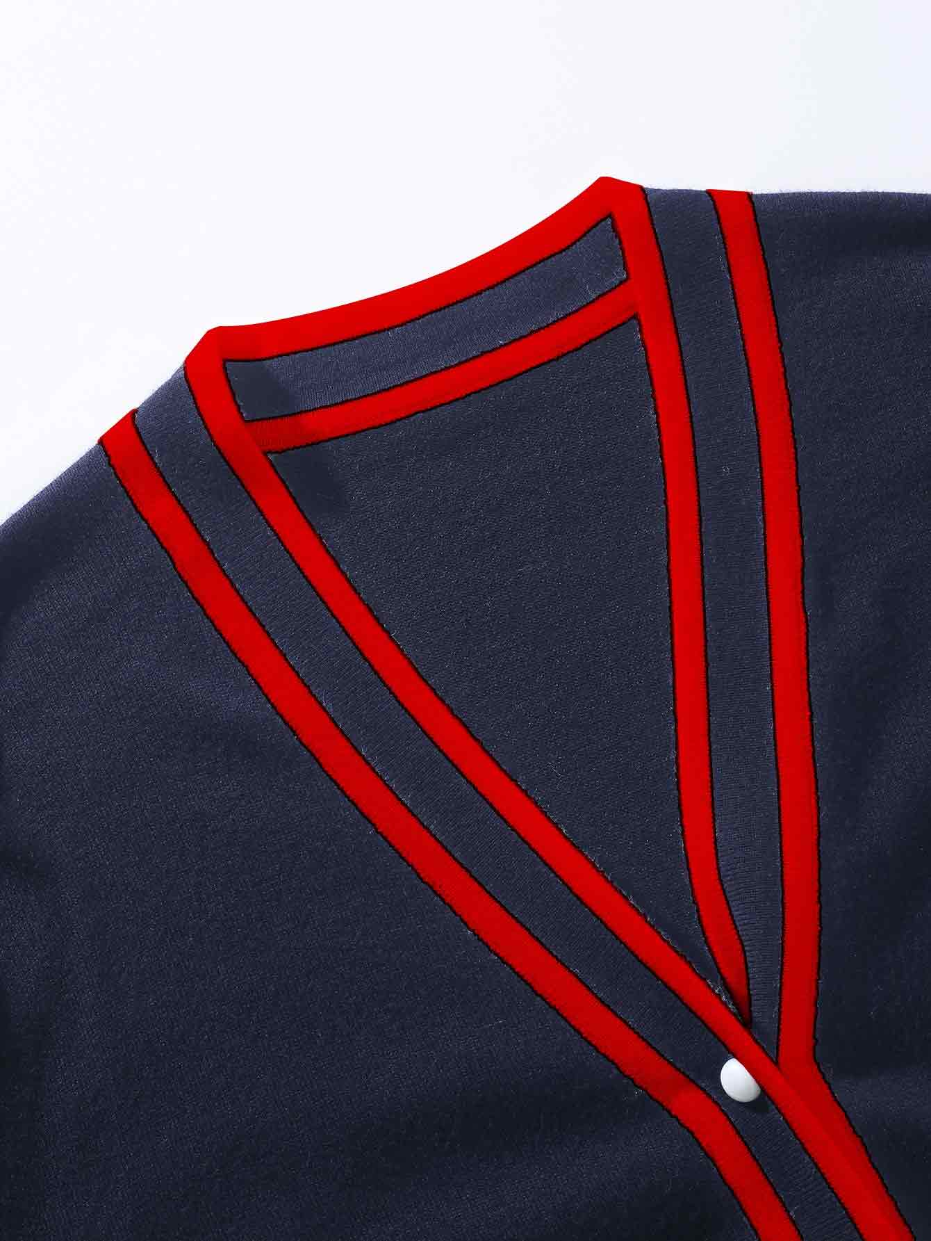 V-Ausschnitt Strickjacke mit Streifen