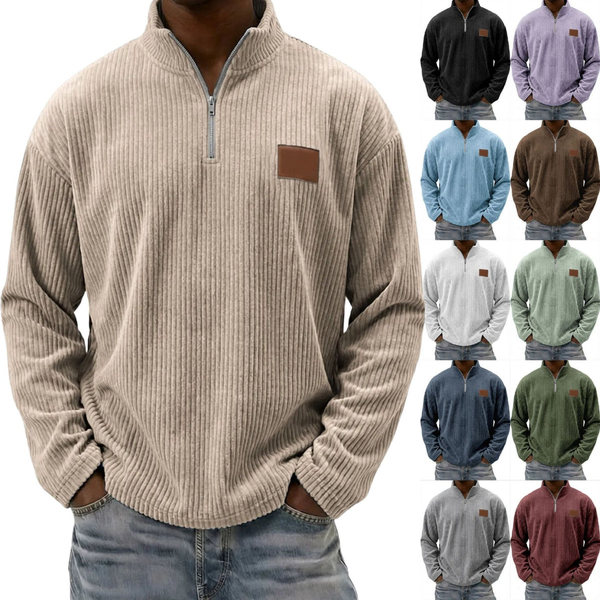 Retro-Cordonpullover mit Stehkragen – Bild 5 | LuxeStyle