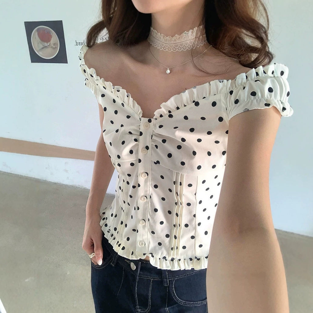 Polka-Dot Oberteil mit Taille