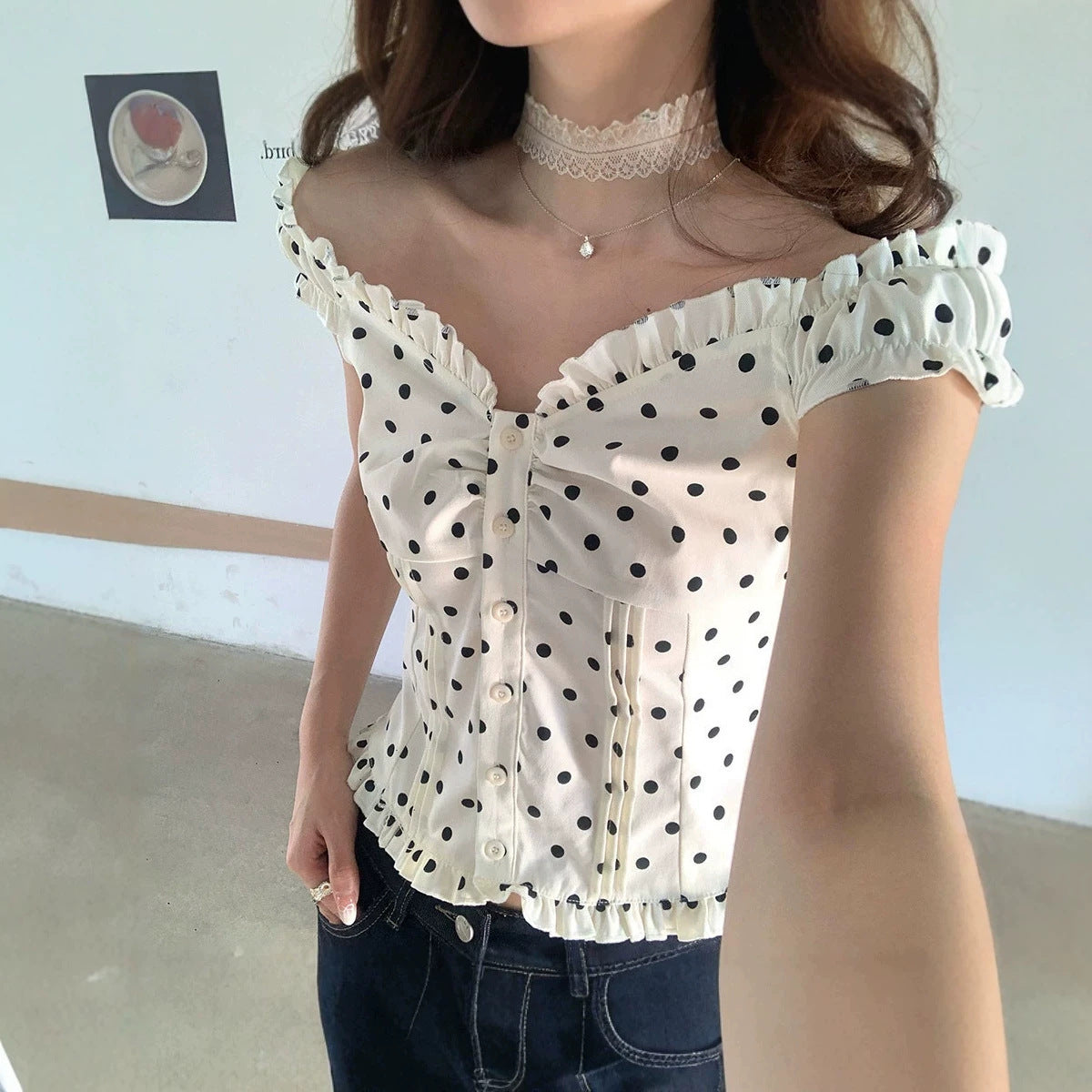 Polka-Dot Oberteil mit Taille