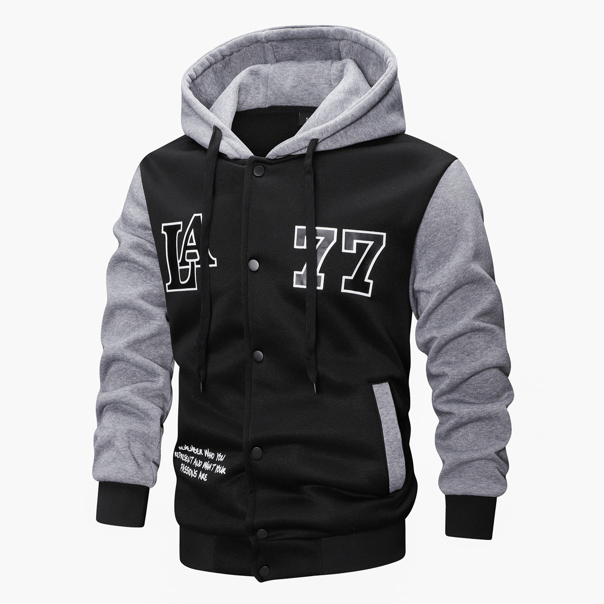 Herren Strick-Kapuzenjacke mit Stickerei und Print
