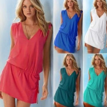 V-Ausschnitt Strandkleid aus merzerisierter Baumwolle – Bild 7 | LuxeStyle