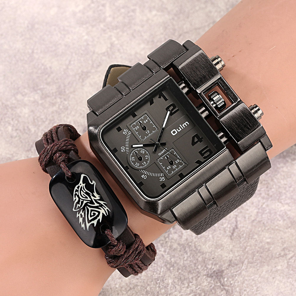Herren Quarzuhr mit grossem Zifferblatt & Armband-Set – Bild 6 | LuxeStyle