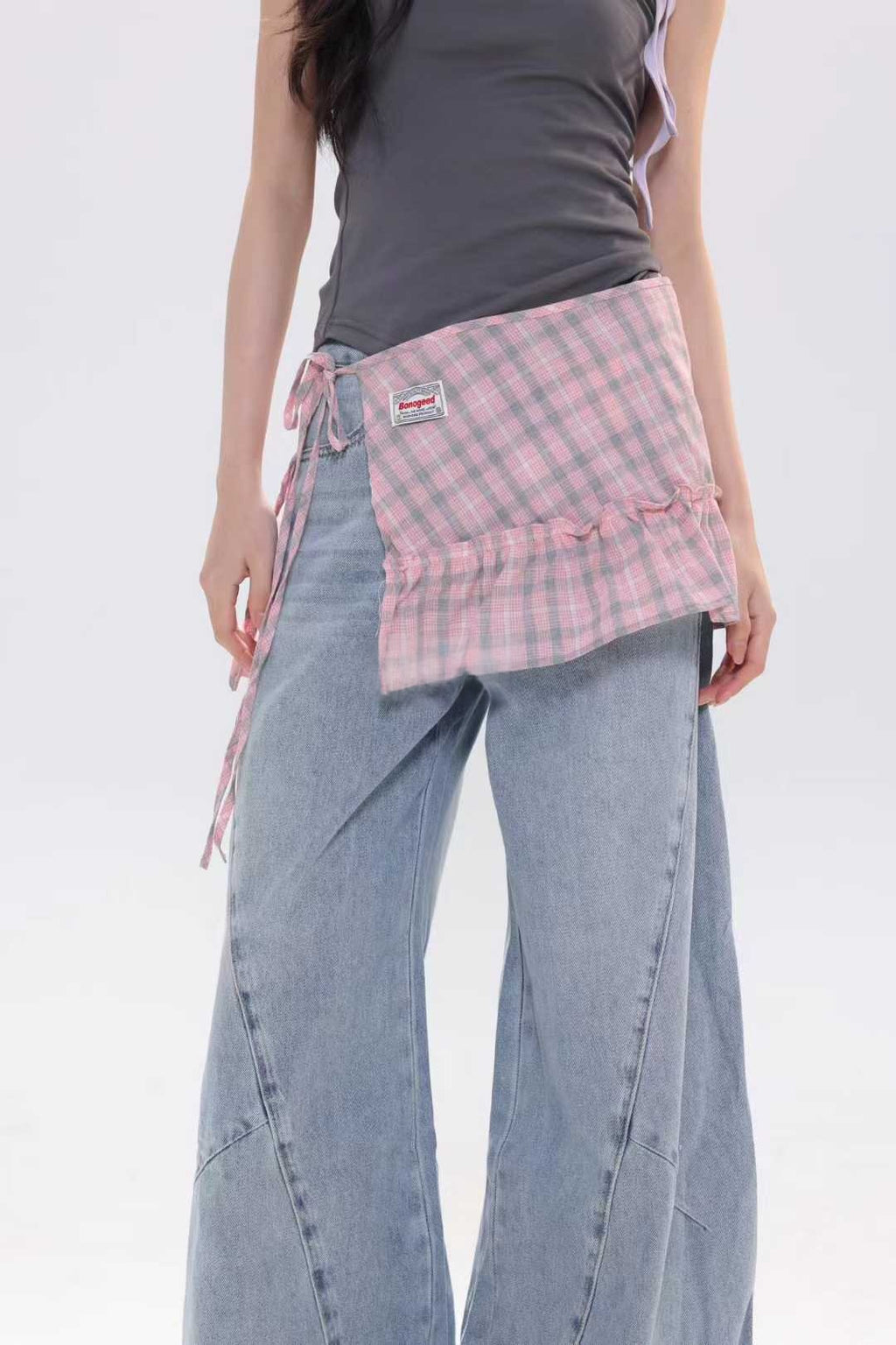 Gestreifter Jupe im Preppy-Stil mit A-Linie