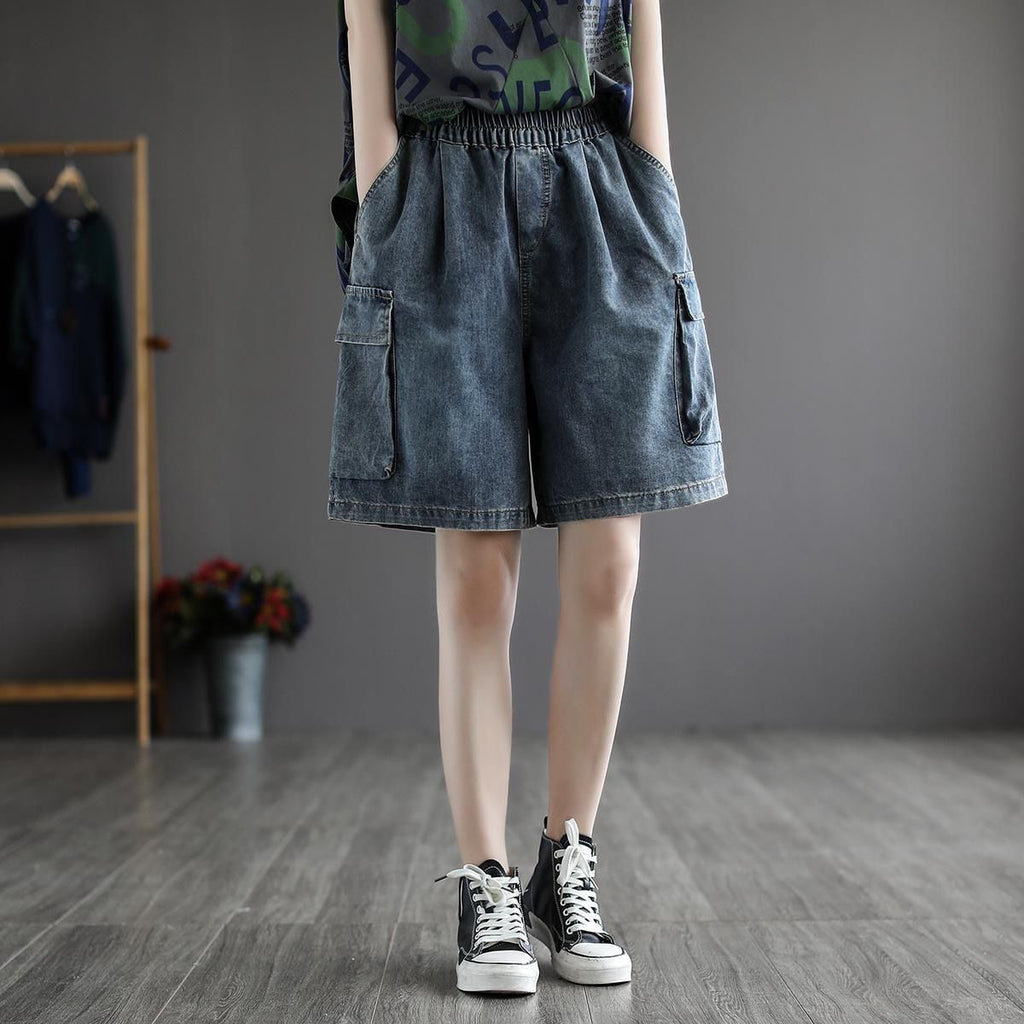 Curvy Denim Shorts mit hoher Taille